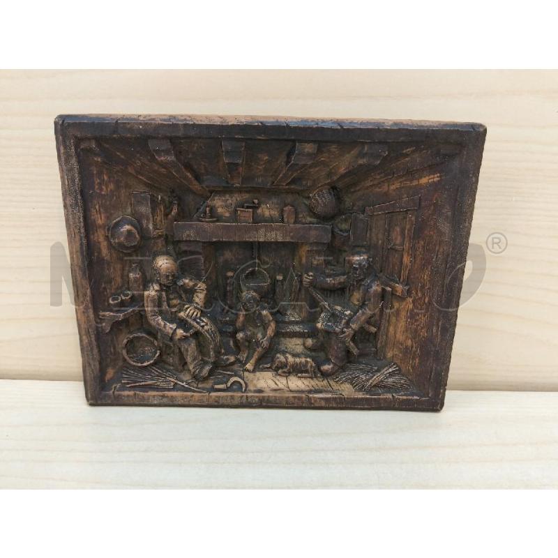 QUADRO LEGNO RILIEVO MESTIERANTI CESTAI C BAMBINO | Mercatino dell'Usato Roma portonaccio 1