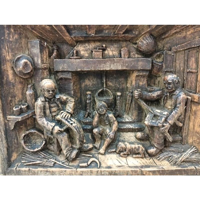 QUADRO LEGNO RILIEVO MESTIERANTI CESTAI C BAMBINO | Mercatino dell'Usato Roma portonaccio 2