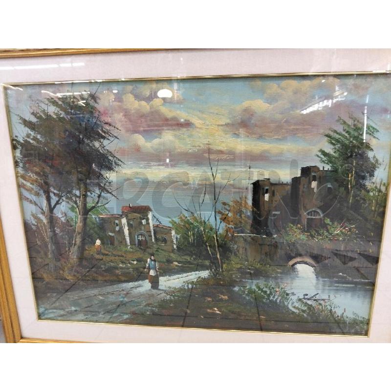 QUADRO PAESAGGIO CASE PONTE E CASE | Mercatino dell'Usato Roma portonaccio 2