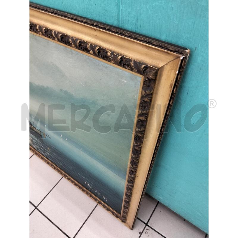 QUADRO PAESAGGIO MARE C BARCHE E SCOGLI MARCHETTI | Mercatino dell'Usato Roma portonaccio 3