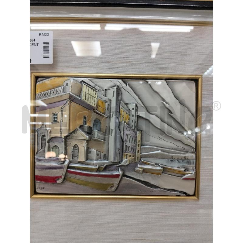 QUADRO RILIEVO ARGENTATO C BARCHE | Mercatino dell'Usato Roma portonaccio 2