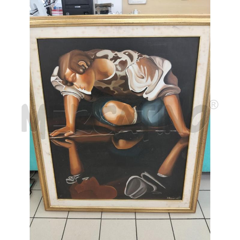 QUADRO RIPRODUZIONE NARCISO DI CARAVAGGIO OLIO 92X108 | Mercatino dell'Usato Roma portonaccio 1