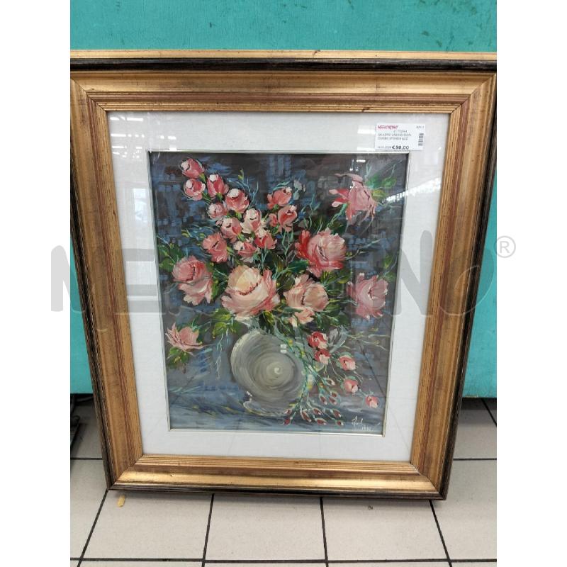 QUADRO VASO DI FIORI CORBO SFONDO AZZURRO | Mercatino dell'Usato Roma portonaccio 1