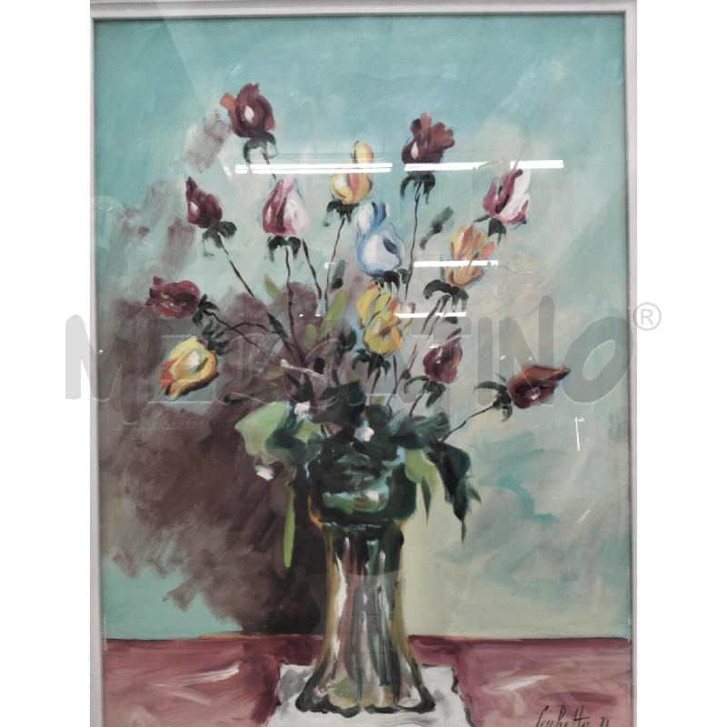 QUADRO VASO DI FIORI FONDO AZZ | Mercatino dell'Usato Roma portonaccio 3