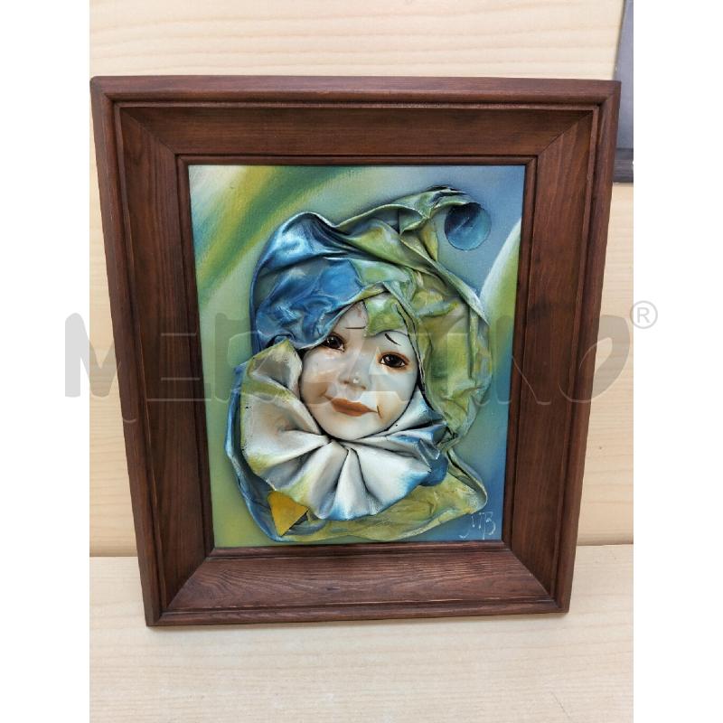 QUADRO VOLTO RILIEVO CLOWN PELLE E CER | Mercatino dell'Usato Roma portonaccio 1