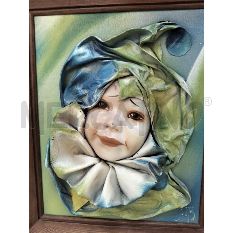 QUADRO VOLTO RILIEVO CLOWN PELLE E CER | Mercatino dell'Usato Roma portonaccio 2