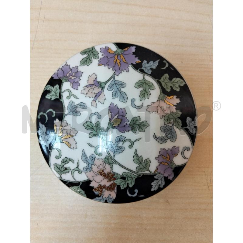 SCATOLETTA PORCELLANA TONDA BIA NERA FIORI | Mercatino dell'Usato Roma portonaccio 4