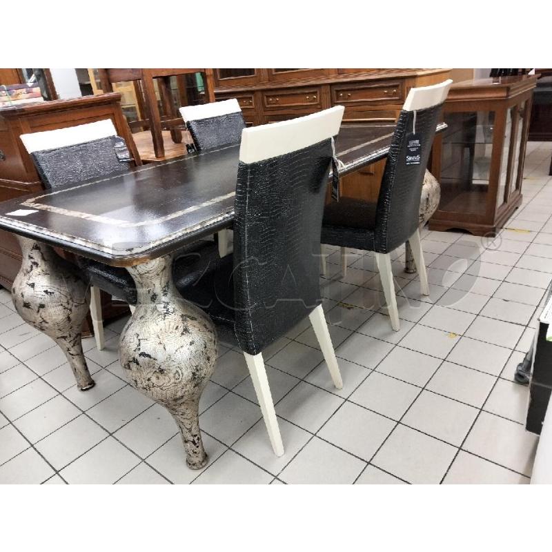 TAVOLO CON 4 SEDIE NERO E ARGENTO | Mercatino dell'Usato Roma portonaccio 2