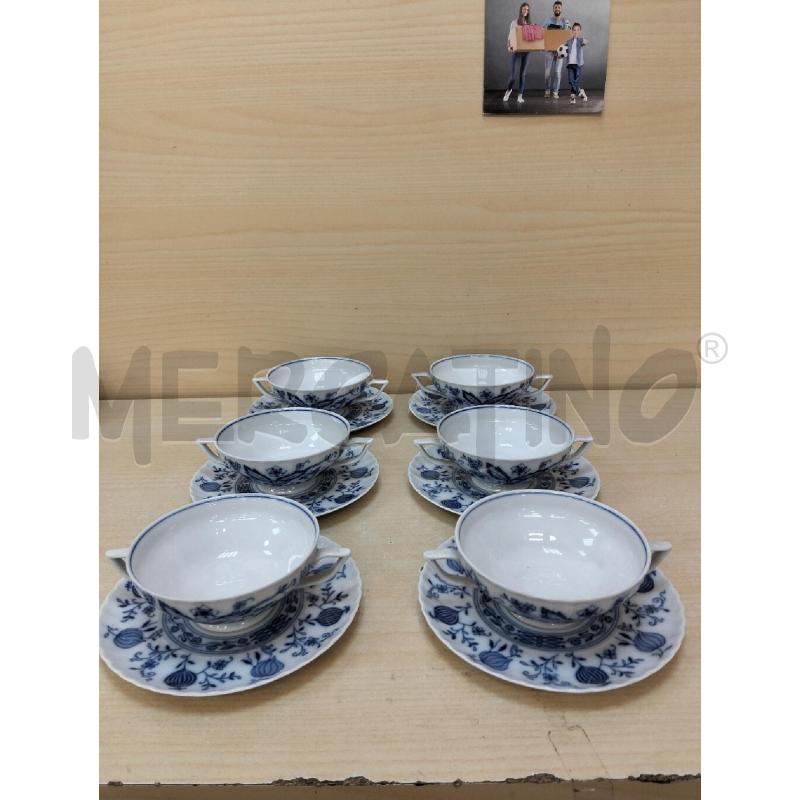 TAZZE PZ. 6 DA BRODO PORCELLANA FIORI BLU | Mercatino dell'Usato Roma portonaccio 1