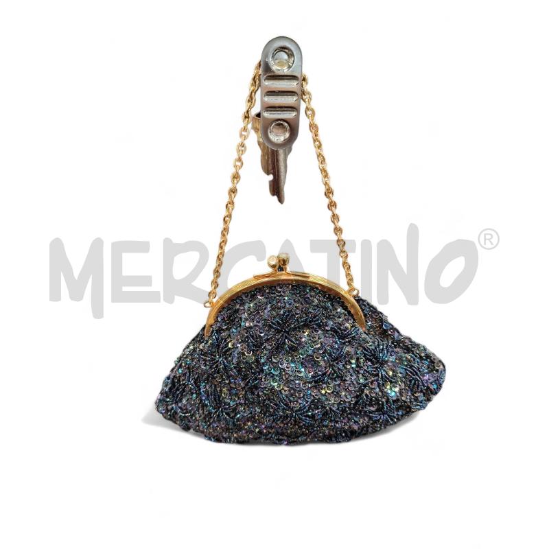 BORSA DONNA HANDMADE BLU PERLINE | Mercatino dell'Usato Roma tiburtina 1
