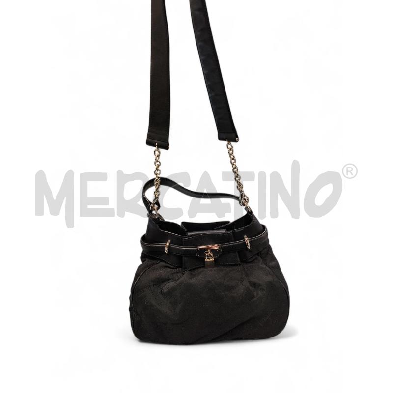BORSA DONNA POLLINI STOFFA NERA E PELLE 1 | Mercatino dell'Usato Roma tiburtina 1