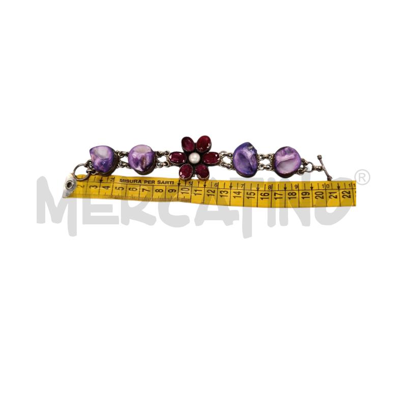 BRACCIALE PIETRE VIOLA FIORE | Mercatino dell'Usato Roma tiburtina 3