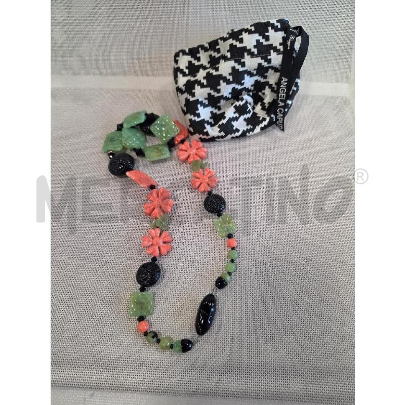 COLLANA ANGELA CAPUTI ROSSO VERDE | Mercatino dell'Usato Roma tiburtina 1