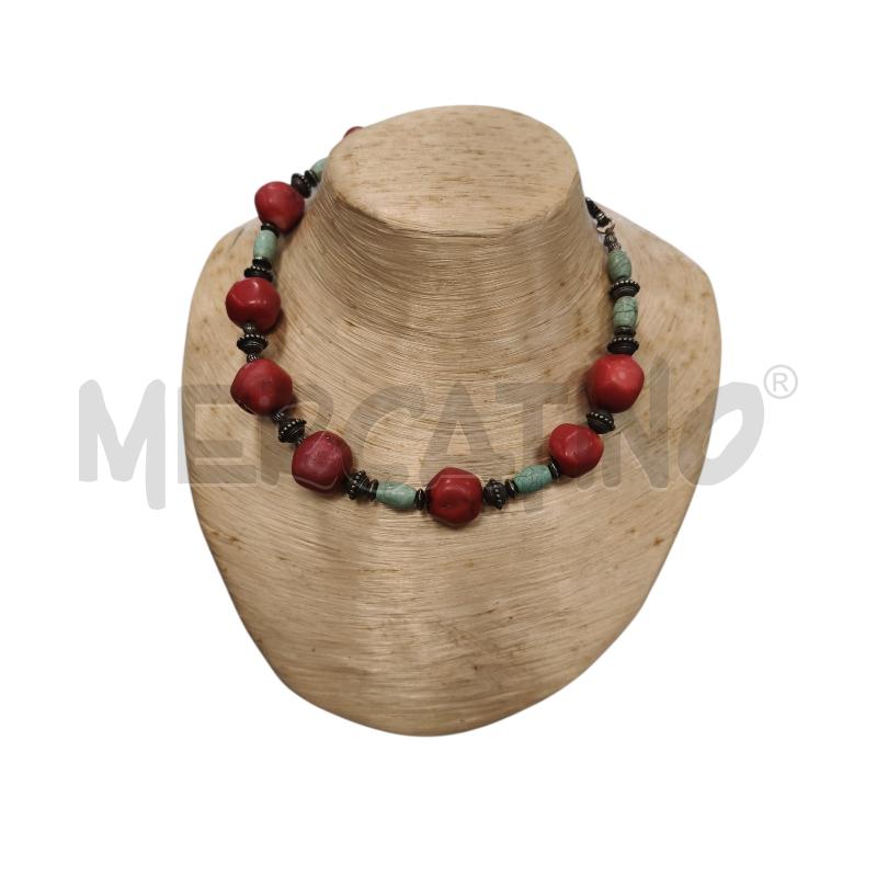COLLANA ETNICA CORALLO BAMBOO E PAST TURCHE  | Mercatino dell'Usato Roma tiburtina 1