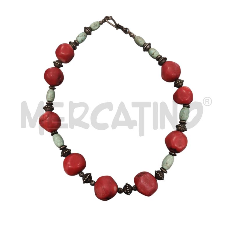 COLLANA ETNICA CORALLO BAMBOO E PAST TURCHE  | Mercatino dell'Usato Roma tiburtina 2