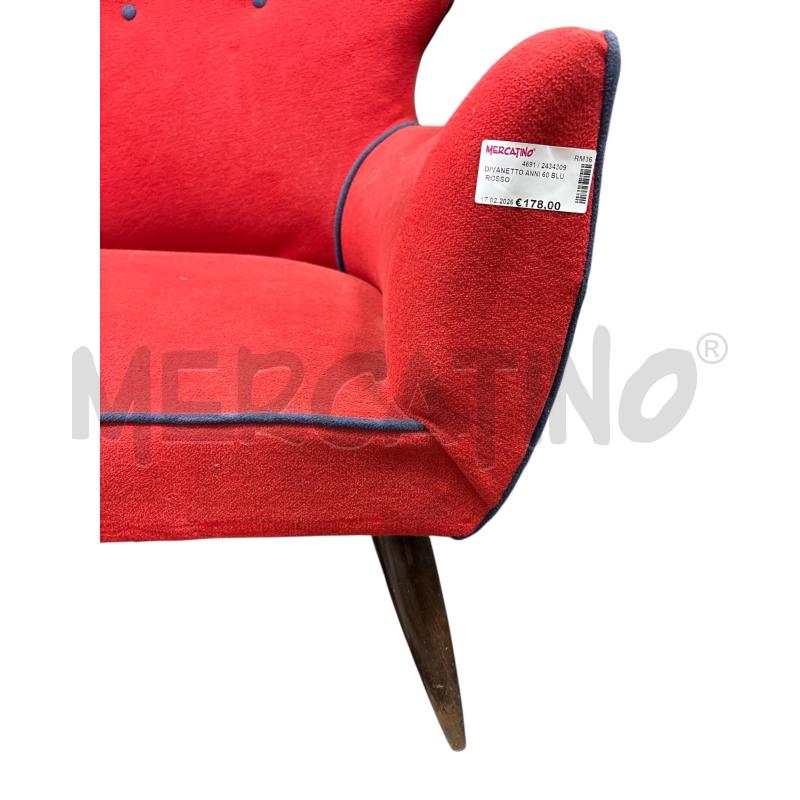 DIVANETTO ANNI 60 BLU ROSSO | Mercatino dell'Usato Roma tiburtina 2
