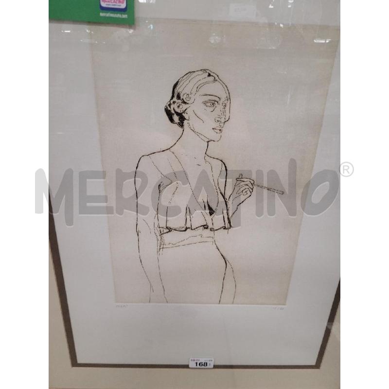 LITOGRAFIA  ALBERTO SUGHI DONNA SIGARETTA 19/50 | Mercatino dell'Usato Roma tiburtina 2