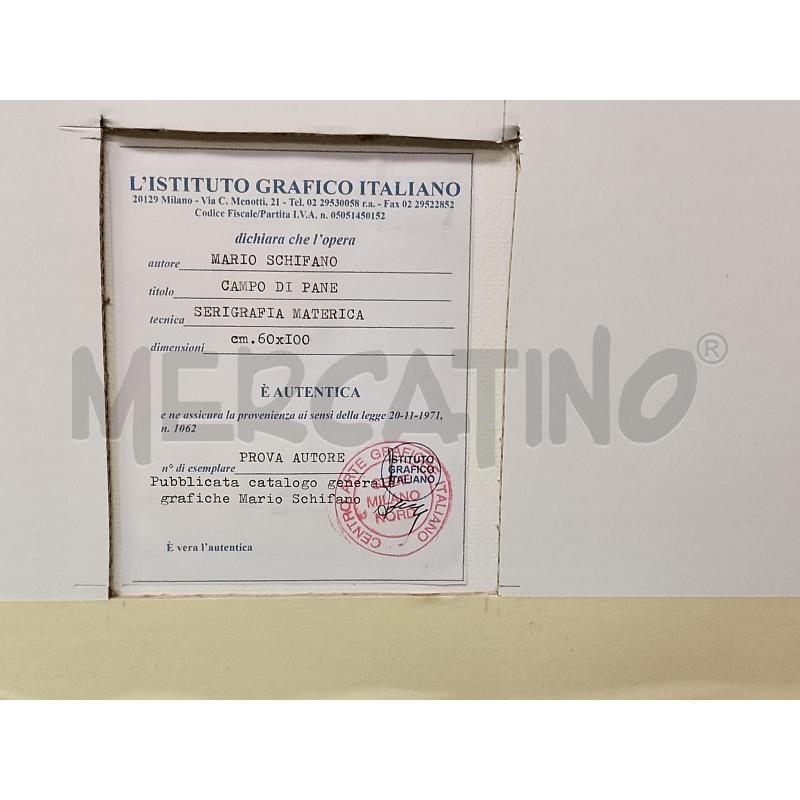 QUADRO CAMPO DI PANE SCHIFANO | Mercatino dell'Usato Roma tiburtina 4