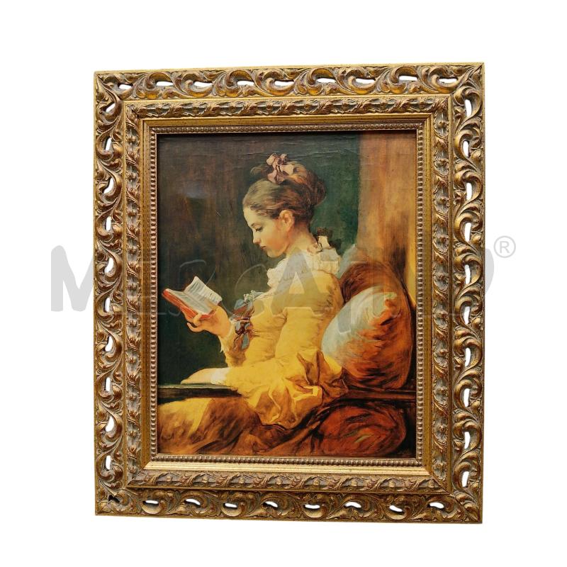 QUADRO DONNA CHE LEGGE CORNICE ORO | Mercatino dell'Usato Roma tiburtina 1