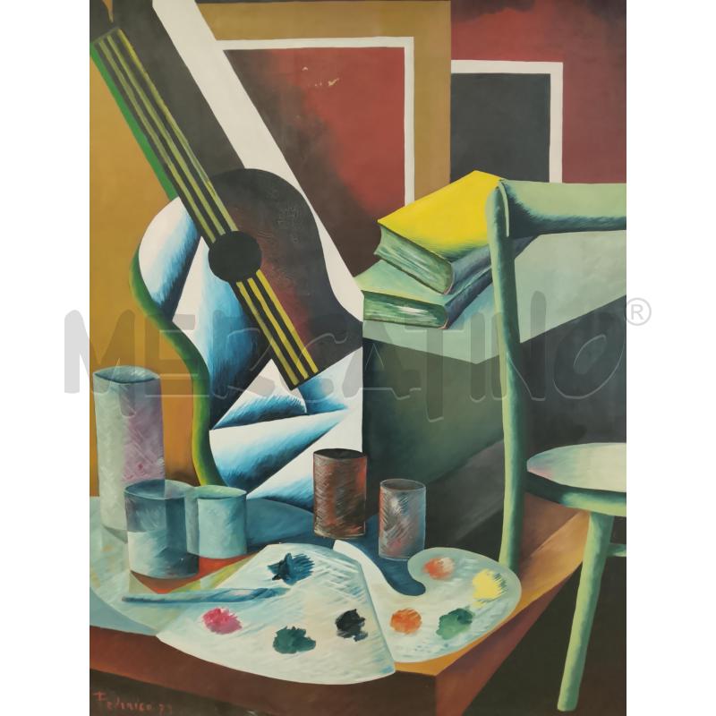 QUADRO NATURA MORTA CHITARRA FEDERICO 73 | Mercatino dell'Usato Roma tiburtina 2