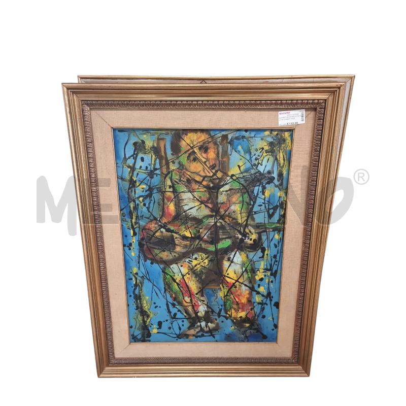 QUADRO UOMO CON STRUMENTO SFONDO CELESTE | Mercatino dell'Usato Roma tiburtina 1