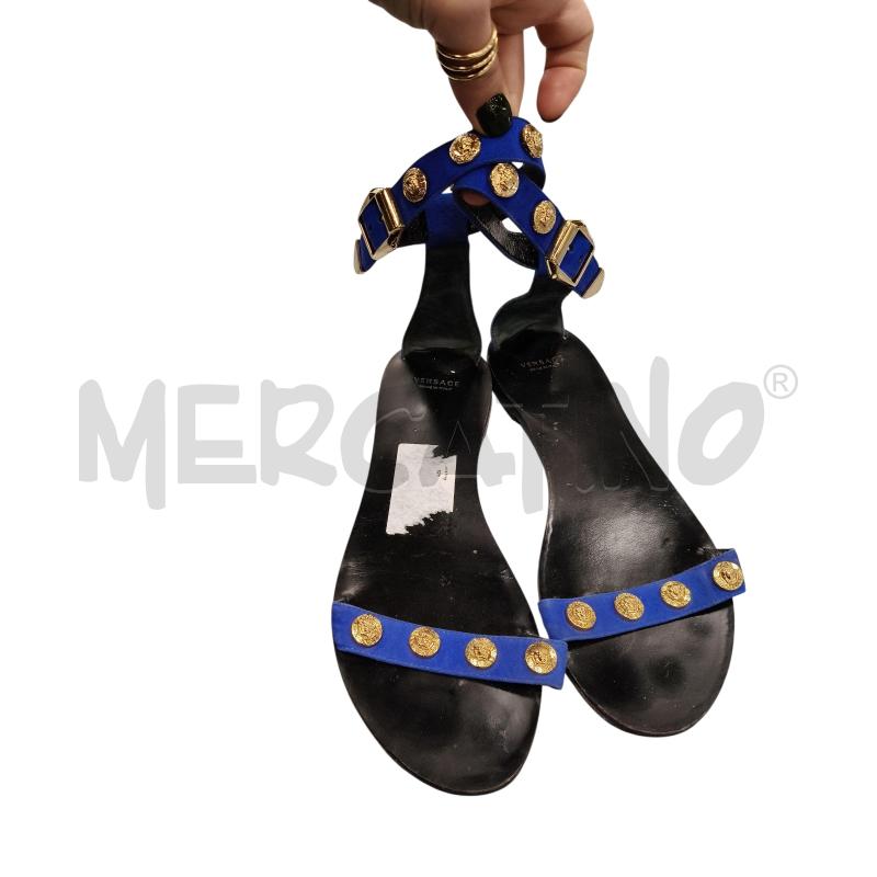 SANDALI DONNA VERSACE BLU DORATI  | Mercatino dell'Usato Roma tiburtina 1