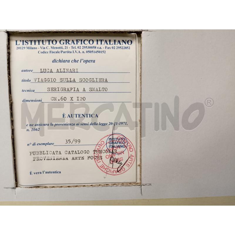 SERIGRAFIA ALINARI VIAGGIO SULLA SCOGLIERA 60X120 | Mercatino dell'Usato Roma tiburtina 5
