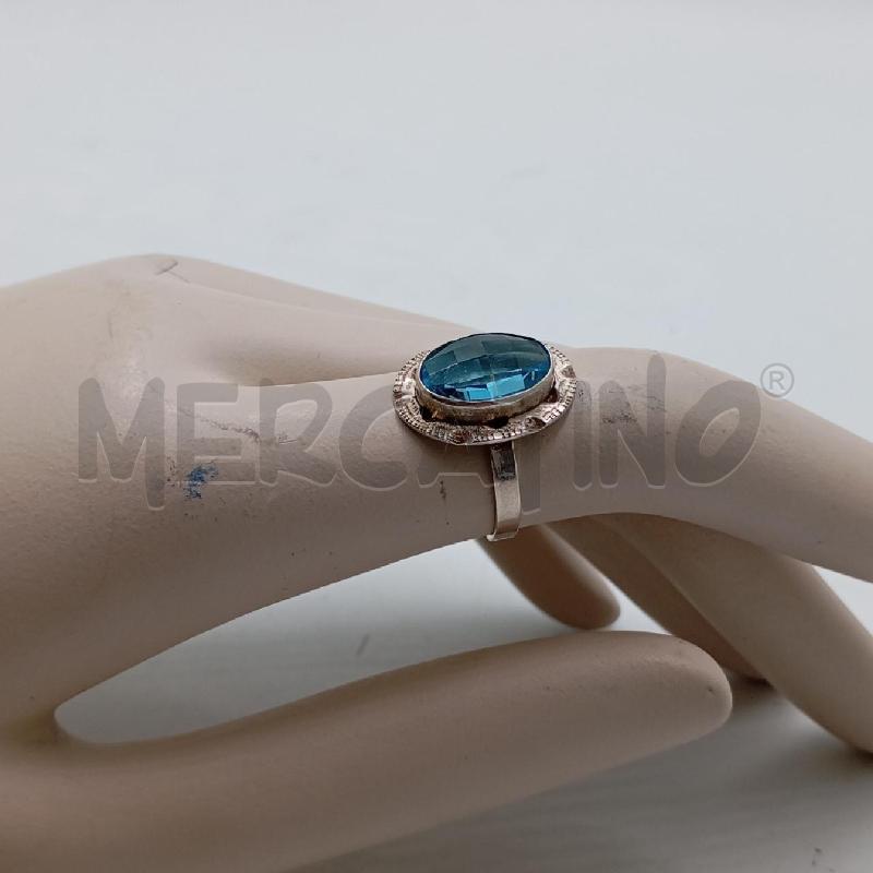 ANELLO D ARGENTATO OVALE ACQUA MARINA  | Mercatino dell'Usato Roma viale tirreno 1