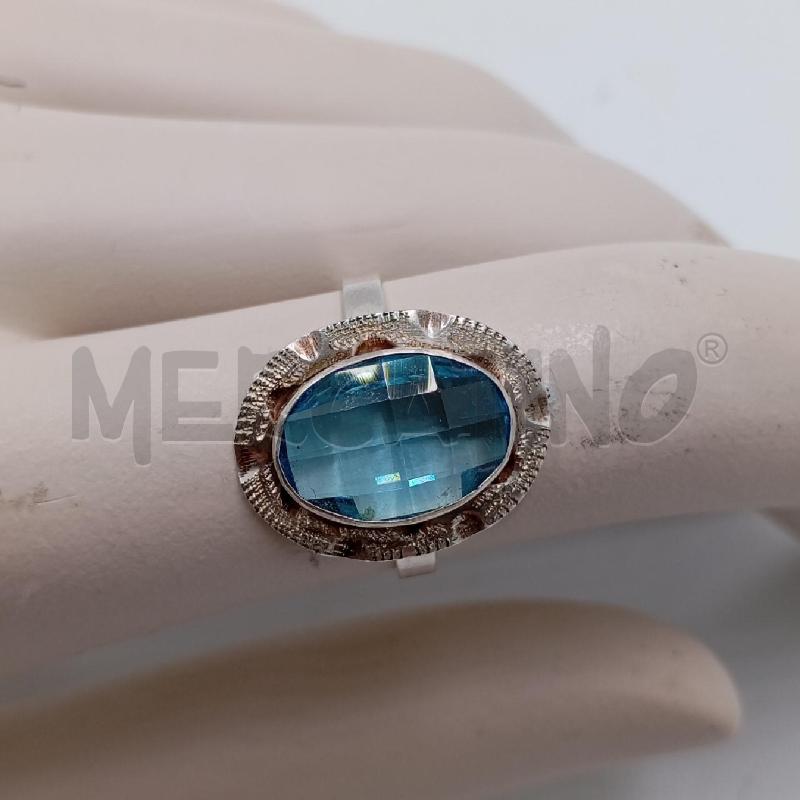 ANELLO D ARGENTATO OVALE ACQUA MARINA  | Mercatino dell'Usato Roma viale tirreno 2