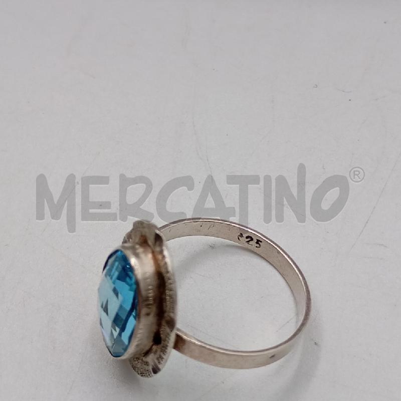 ANELLO D ARGENTATO OVALE ACQUA MARINA  | Mercatino dell'Usato Roma viale tirreno 3