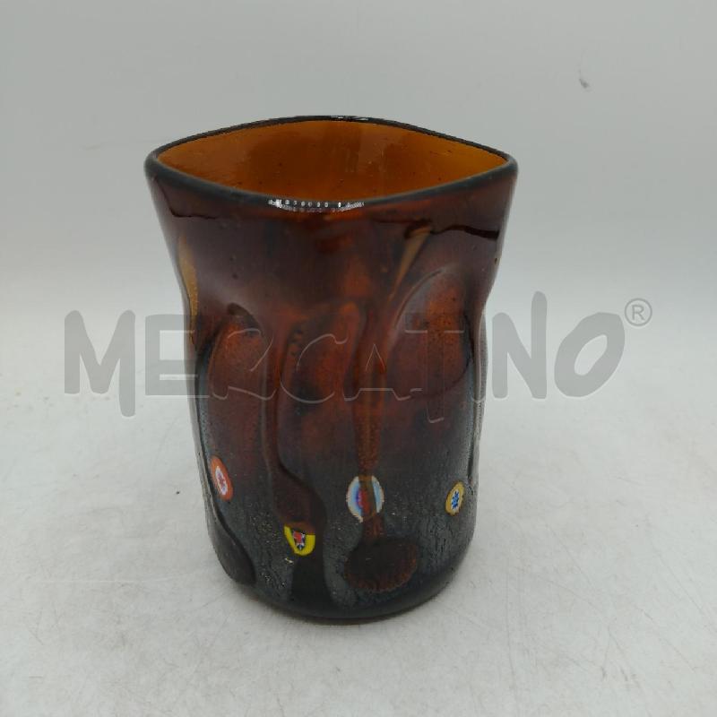 BICCHIERE MURANO NASON MILLEFIORI AMBRATO | Mercatino dell'Usato Roma viale tirreno 1