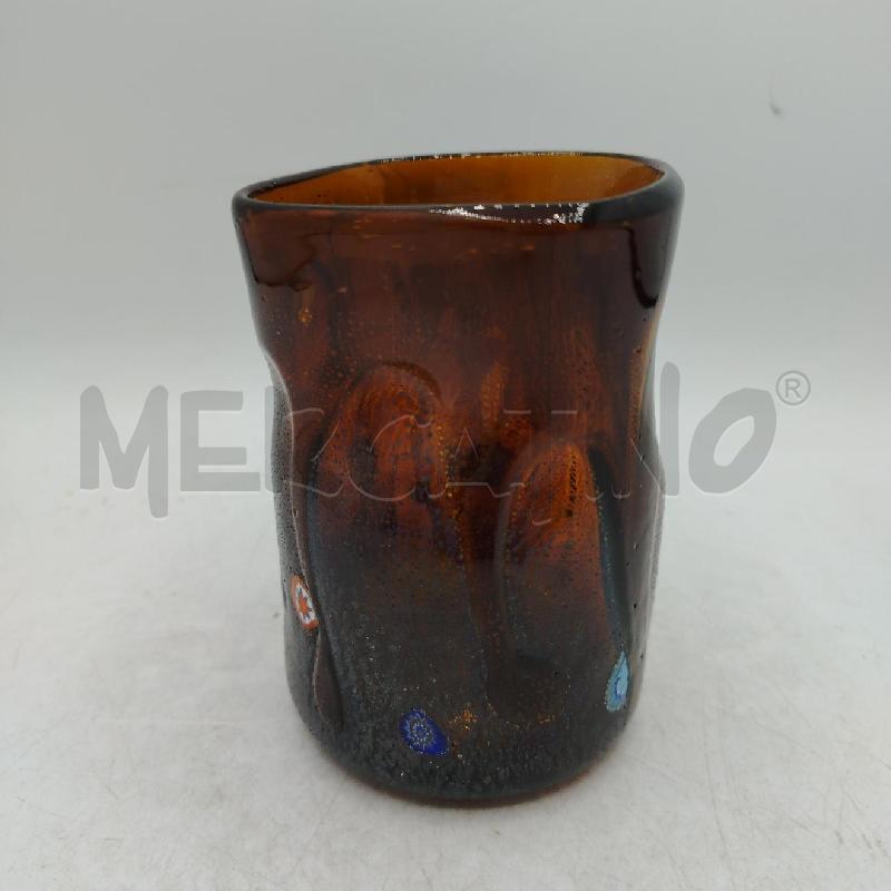 BICCHIERE MURANO NASON MILLEFIORI AMBRATO | Mercatino dell'Usato Roma viale tirreno 3