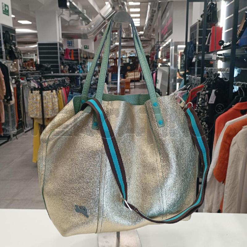 BORSA D GABS DOUBLEFACE VE DORATA METALLIZATA + POCHETTE INT  | Mercatino dell'Usato Roma viale tirreno 1