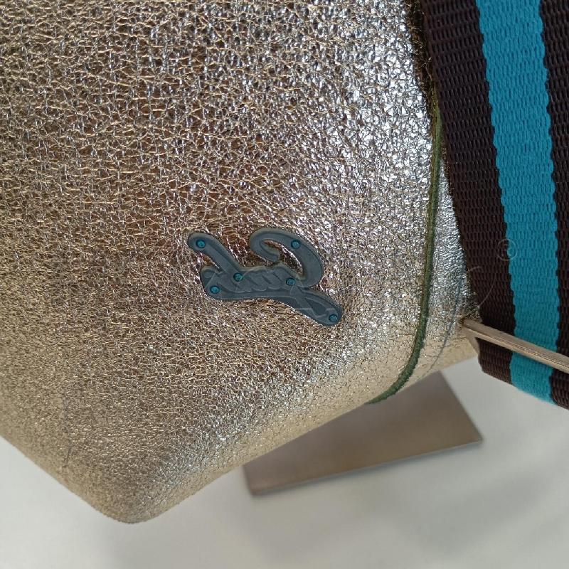 BORSA D GABS DOUBLEFACE VE DORATA METALLIZATA + POCHETTE INT  | Mercatino dell'Usato Roma viale tirreno 3