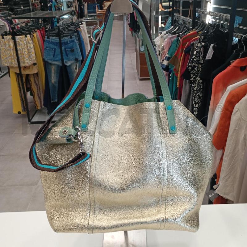 BORSA D GABS DOUBLEFACE VE DORATA METALLIZATA + POCHETTE INT  | Mercatino dell'Usato Roma viale tirreno 4