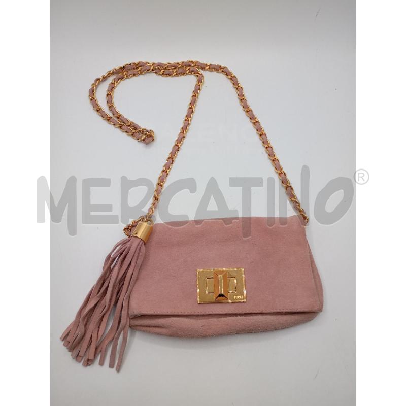 BORSA D PUCCI ROSA SCAMOSCIATA TRACOLLA CATENA DORATA  | Mercatino dell'Usato Roma viale tirreno 1