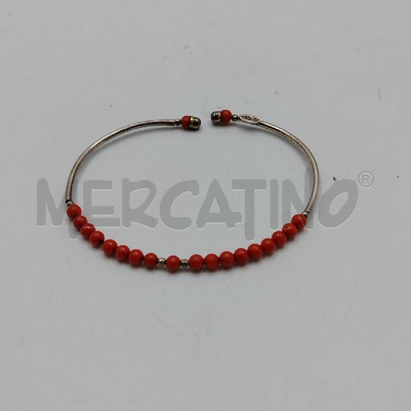 BRACCIALE ARGENTATO PERLINE CORALLO RSS | Mercatino dell'Usato Roma viale tirreno 2