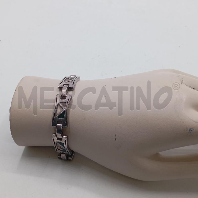BRACCIALE ARGENTATO RETTANGOLI CON TRIAMGOLI SMALTATI | Mercatino dell'Usato Roma viale tirreno 1