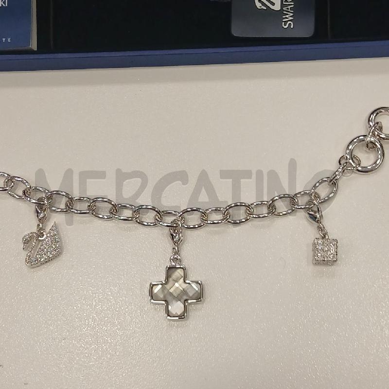 BRACCIALE SWAROVSKI PENDENTE CIGNO CROCE DADO | Mercatino dell'Usato Roma viale tirreno 2