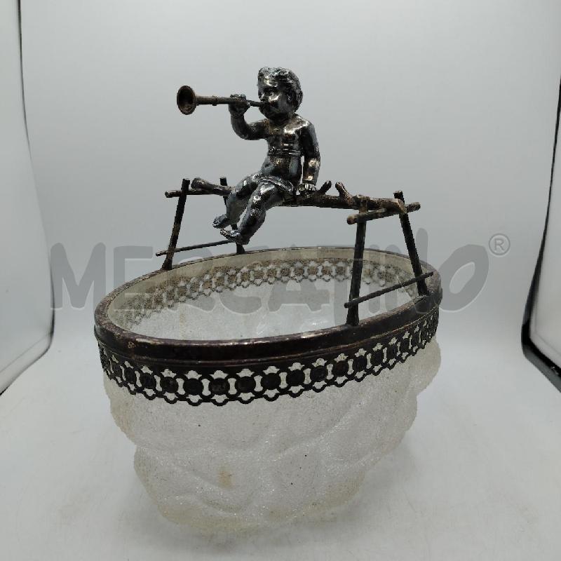 CENTROTAVOLO ART DECÒ VETRO CRACKLE DEC METALLO PUTTO CENTRALE | Mercatino dell'Usato Roma viale tirreno 1