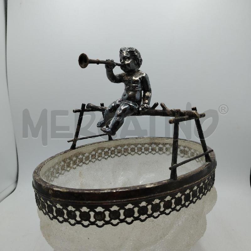 CENTROTAVOLO ART DECÒ VETRO CRACKLE DEC METALLO PUTTO CENTRALE | Mercatino dell'Usato Roma viale tirreno 2