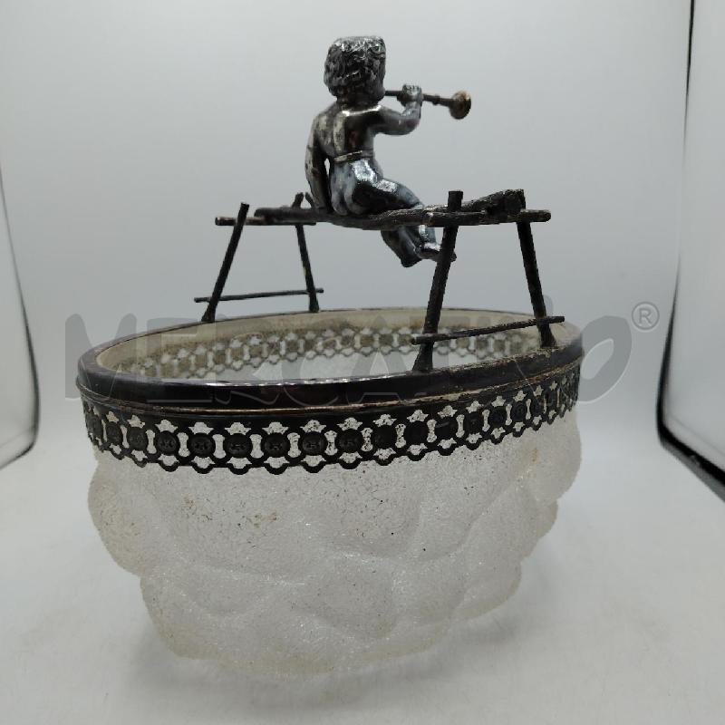 CENTROTAVOLO ART DECÒ VETRO CRACKLE DEC METALLO PUTTO CENTRALE | Mercatino dell'Usato Roma viale tirreno 4
