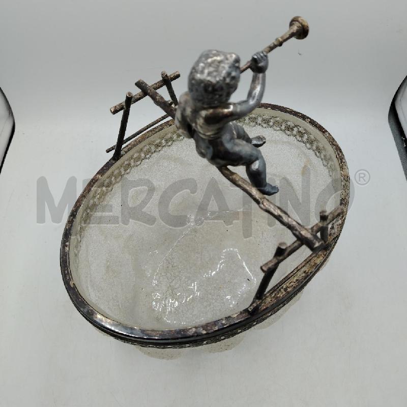 CENTROTAVOLO ART DECÒ VETRO CRACKLE DEC METALLO PUTTO CENTRALE | Mercatino dell'Usato Roma viale tirreno 5