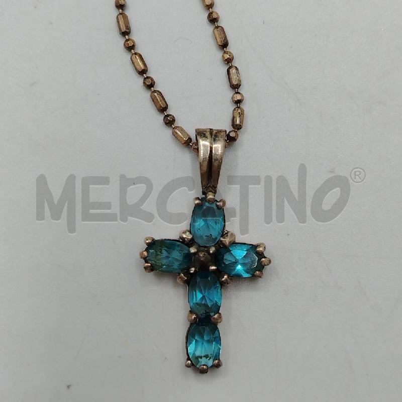 COLLANA ARGENTATA CROCE STRAS CE  | Mercatino dell'Usato Roma viale tirreno 3