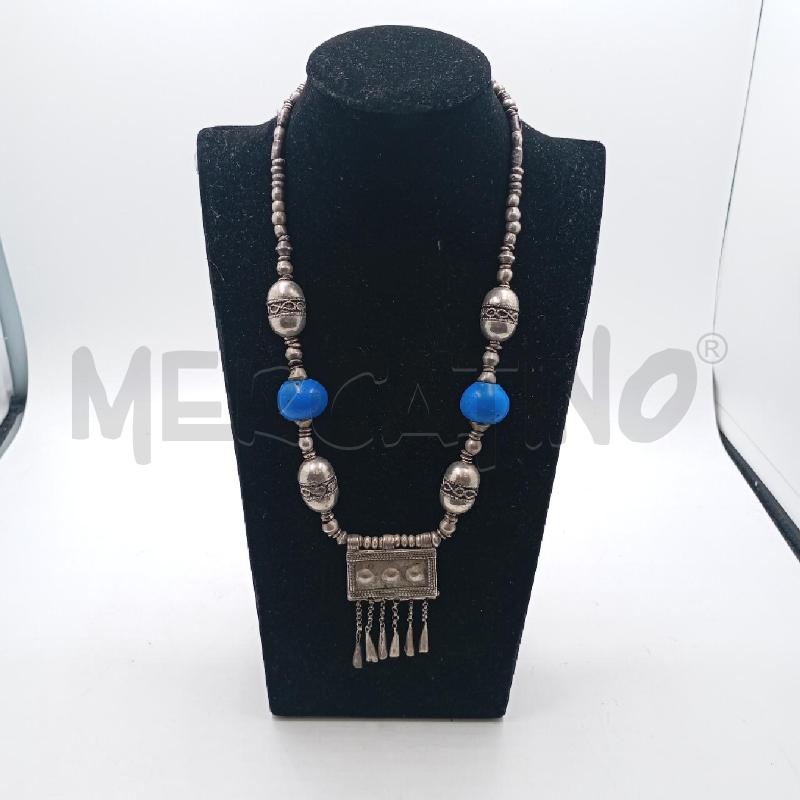 COLLANA ARGENTATA SFERE BLU  | Mercatino dell'Usato Roma viale tirreno 1