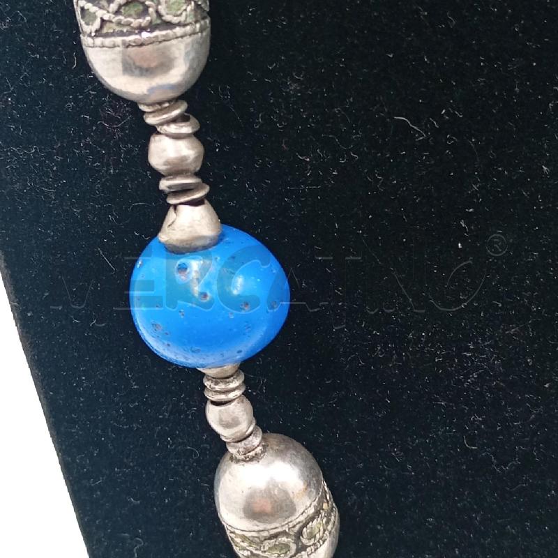 COLLANA ARGENTATA SFERE BLU  | Mercatino dell'Usato Roma viale tirreno 3