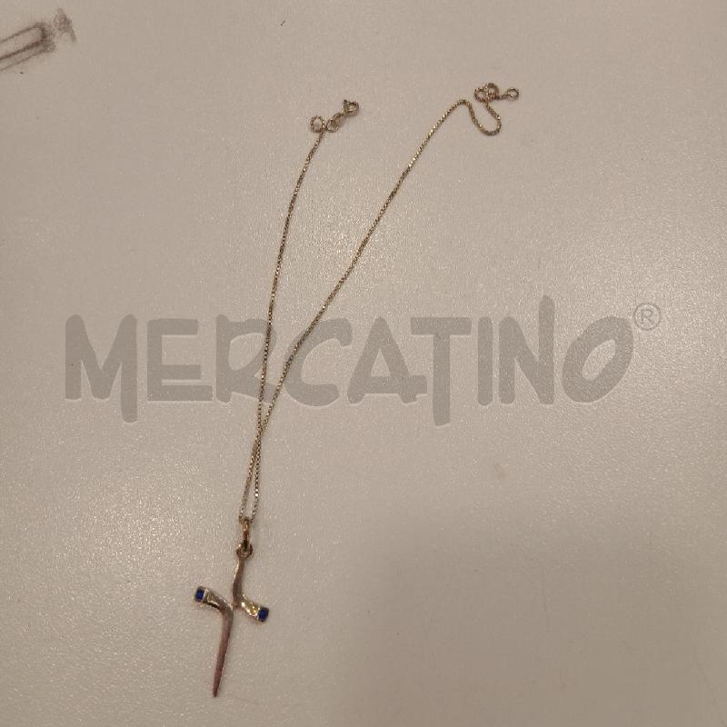 COLLANA CATENINA MET CROCE DUE PUNTINI SMALTO BL | Mercatino dell'Usato Roma viale tirreno 1