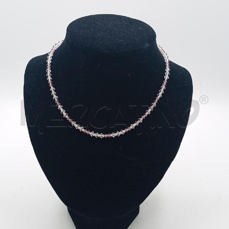 COLLANA CRISTALLI TRASPARENTE/ROSA | Mercatino dell'Usato Roma viale tirreno 1