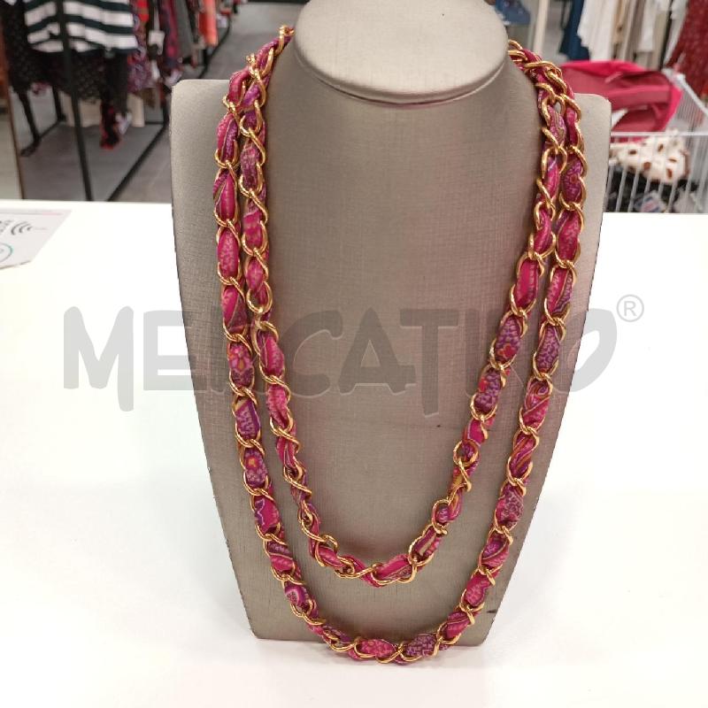 COLLANA ETRO CATENA GI STOFFA FUCSIA  | Mercatino dell'Usato Roma viale tirreno 1