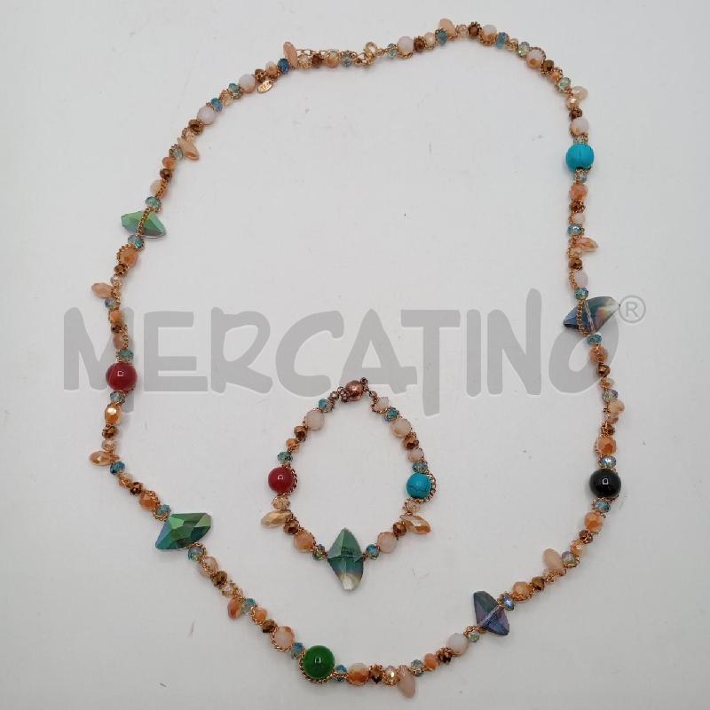 COLLANA FID + BRACCIALE PIETRINE SFACCETATE MULTICOL | Mercatino dell'Usato Roma viale tirreno 1